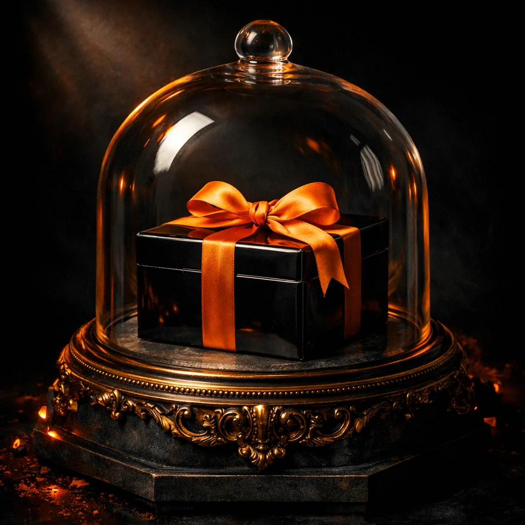 Sierlijke gouden bonus geschenkdoos met vlammen